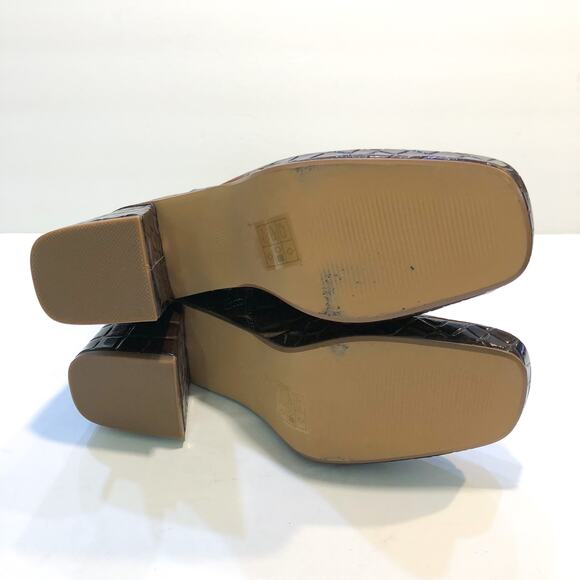 Urban Outfitters UO Bella Brown Croc Embossed Boots - Picture 10 of 12